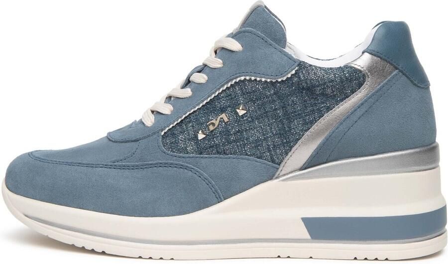 NeroGiardini Sneaker Velour T.Lino Lurex 06 Oxigen Grijs Sauvage Jeans Fashion Wear Vrouwen - Foto 4