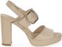 Nerogiardini Leren Hoge Hakken met Gesp Sluiting Beige Dames - Thumbnail 2