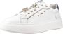 Nerogiardini Witte leren sneakers met blauwe metallic details White Dames - Thumbnail 2