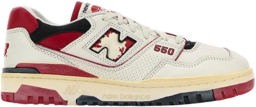 New Balance Lage Sneakers Baskets 550 Premium cuir blanc avec détails rouges