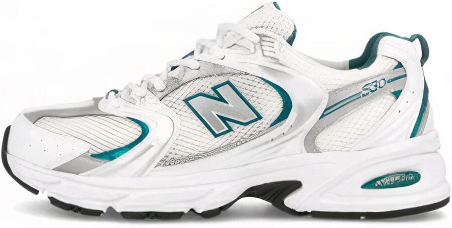 New Balance Lage Sneakers MR 530 White Silver Metallic Green - Foto 2