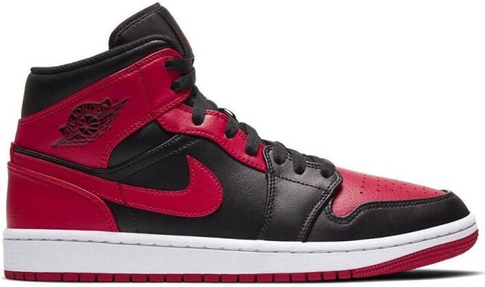 Jordan Nike Air 1 Mid Black Gym Red-White Banned