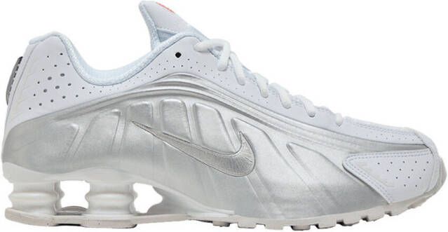 Nike Lage Sneakers Shox R4 White Bright Crimson Metallic Silver