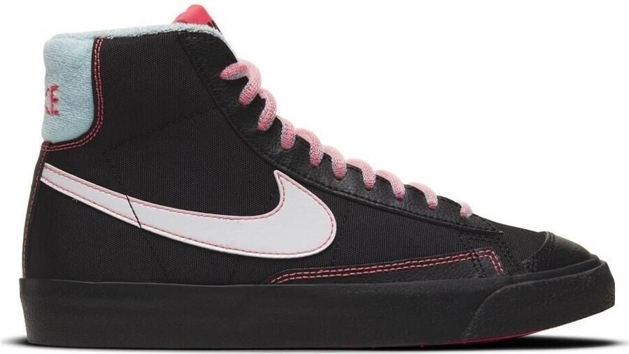Nike Blazer Mid '77 GS sneakers zwart wit roze lichtblauw - Foto 2