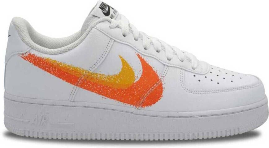 Nike Air Force 1 '07 Low 'Spray Paint Swoosh White Safety Orange'- FJ4228-100 wit oranje sneakers laag - Foto 4