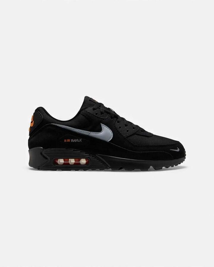 Nike Lage Sneakers Air Max 90 Black Metallic Cool Grey Orange