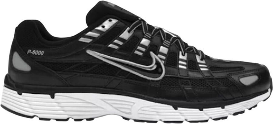 Nike Lage Sneakers P-6000 Black White Metallic Silver