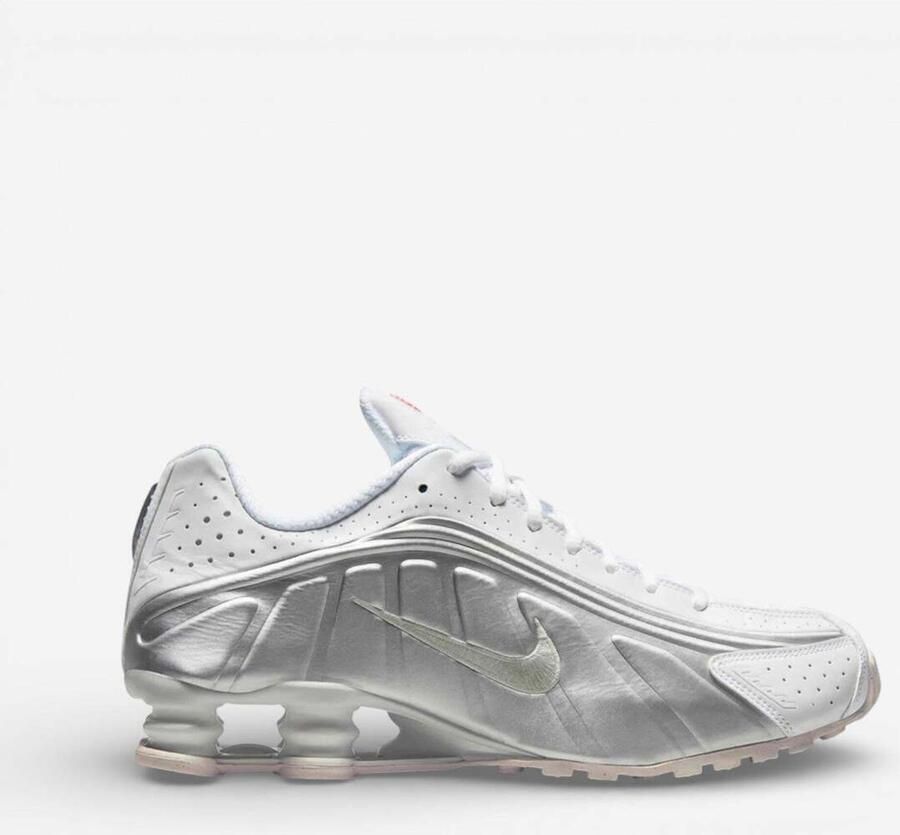 Nike Lage Sneakers Shox R4 White Bright Crimson Metallic Silver - Foto 2