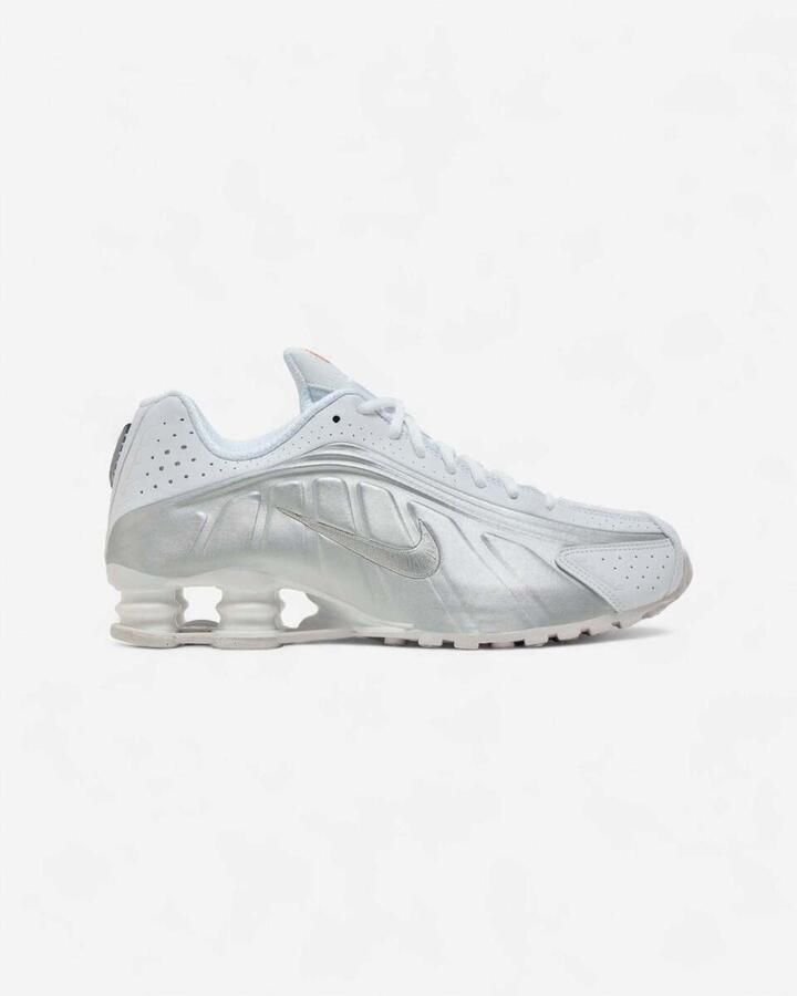 Nike Lage Sneakers Shox R4 White Metallic Silver (Women's)