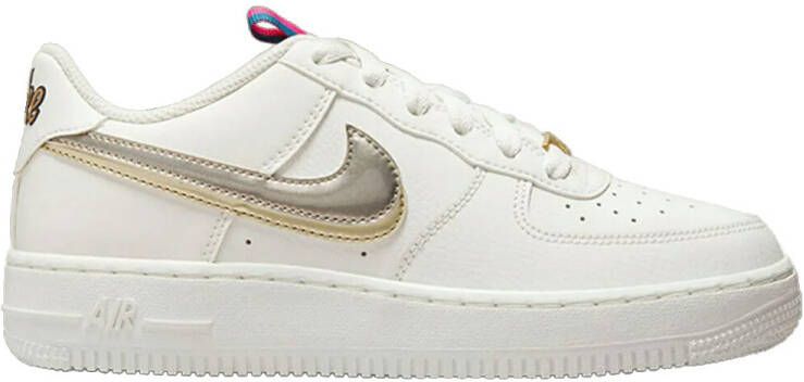 Nike Lage Sneakers Air Force 1 LV8 Double Swoosh Silver Gold Blanc - Foto 4
