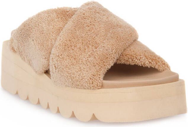 No Name Damessandalen July slap teddy Beige Dames - Foto 2