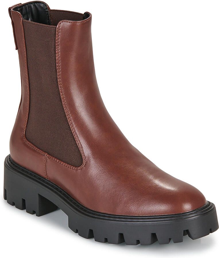 ONLY ONLBETTY chunky imitatieleren chelsea boots bruin - Foto 4
