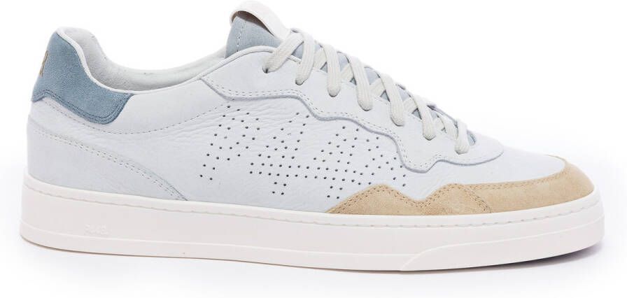 P448 Witte leren sneaker met suède inzetstukken White Heren - Foto 5