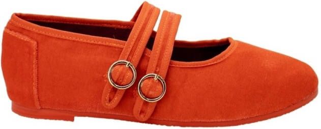 Paez Ballerina's Mary Jane Double Strap W Velvet Orange