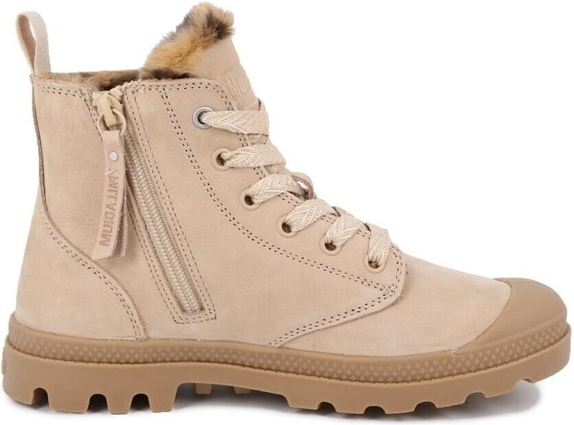 Palladium PAMPA HI ZIP WL WILD leren sneakers met profielzool beige - Foto 4