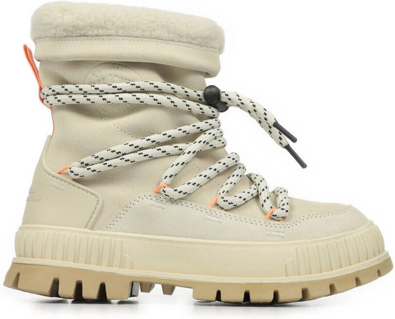 Palladium PALLASHOCK HIVER Hoge sneakersVeterbootsDames veterschoenenDames sneakersHalf-hoge schoenen Wit beige - Foto 3