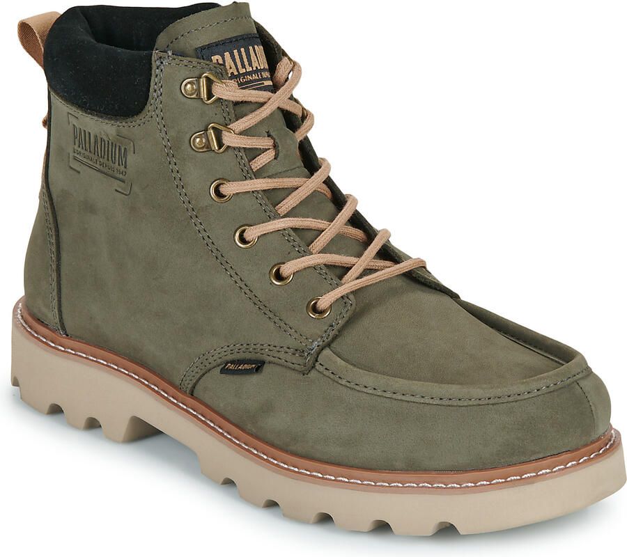 Palladium Trooperlite Grit Zip leren veterboots met profielzool olijfgroen - Foto 4