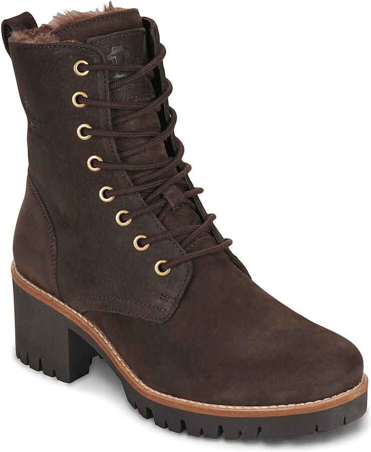 Panama Jack Padma bruine leren dames veterboots met hak - Foto 5
