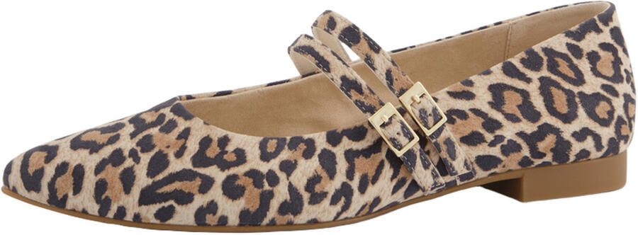 Paul Green Ballerina met riempjes beige ombergrijs zwart