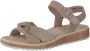 Paul Green Beige Sandaal Velours Leer Platte Rubberen Zool Beige Dames - Thumbnail 4