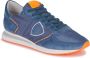 Philippe Model Grijze Leren Lage Sneakers Blauw Heren - Thumbnail 3