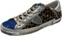 Philippe Model Glitter Lage Sneakers met Zilver Leer en Luipaardprint Blauw Dames - Thumbnail 2