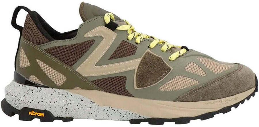 Philippe Model Groen Multikleur Rocx Leren Lage Sneakers Grijs Heren - Foto 5