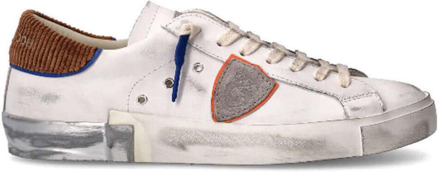 Philippe Model Witte Kalfsleren Lage Sneakers met Metalen Details White Heren - Foto 3