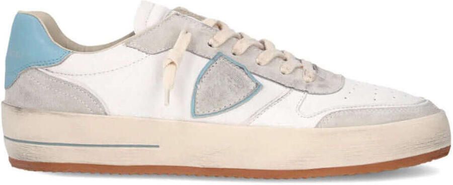 Philippe Model Vintage Basketbal Geïnspireerde Sneakers Wit Lichtblauw White Heren