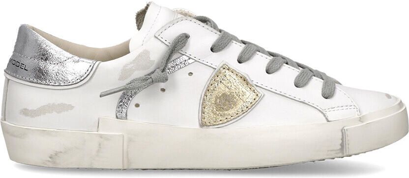 Philippe Model Witte leren sneakers met zilveren details - Foto 4