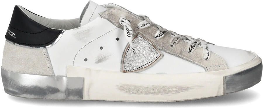 Philippe Model Paris X Sneaker van leer en wit suède met zwarte spoiler Wit - Foto 18