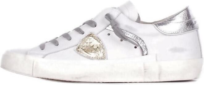 Philippe Model Witte leren sneakers met zilveren details - Foto 3