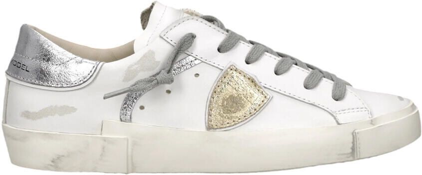 Philippe Model Witte leren sneakers met zilveren details - Foto 4