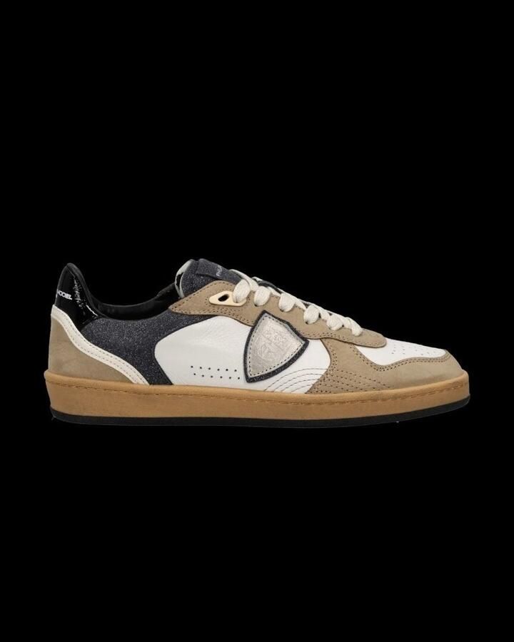 Philippe Model Sneakers PGLD XG01 PGAL LOW WOMAN-MIXAGE GLITTER BLANC NOIR - Foto 6