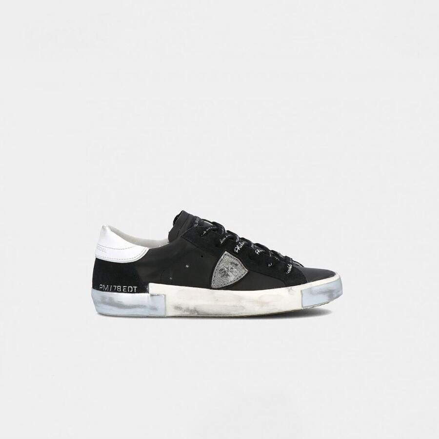 Philippe Model Zwarte en zilveren leren en suède Paris X Sneakers Black - Foto 14
