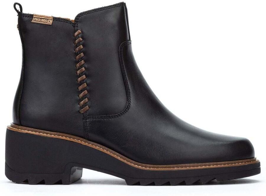 Pikolinos Zwarte leren enkellaarzen voor vrouwen
