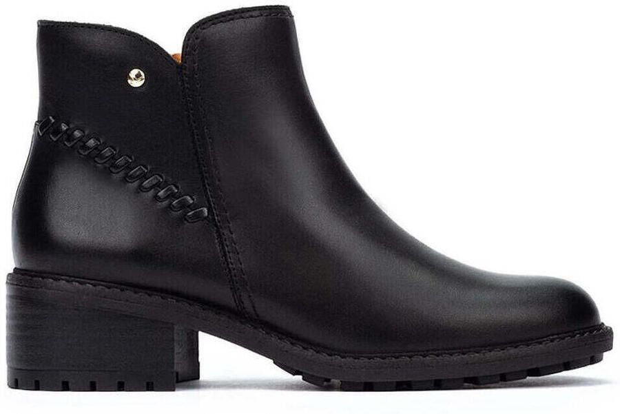 Pikolinos Zwarte leren enkellaarzen voor vrouwen