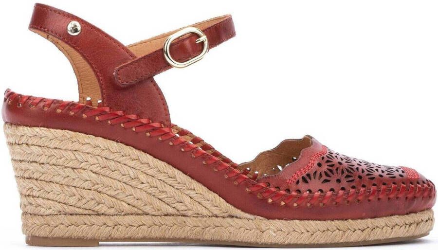 Pikolinos Handgemaakte Jute Sleehak Sandaal voor Dames Red Dames