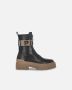 Pinko Boots Stretch Leather Biker Lace-Up With Gold Buckle in zwart - Thumbnail 12
