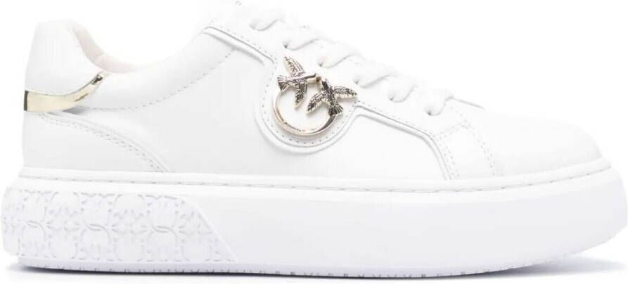 Pinko Low-Top Sneakers Panelled White Calf Leather Sneakers With Love Bir in wit - Foto 14