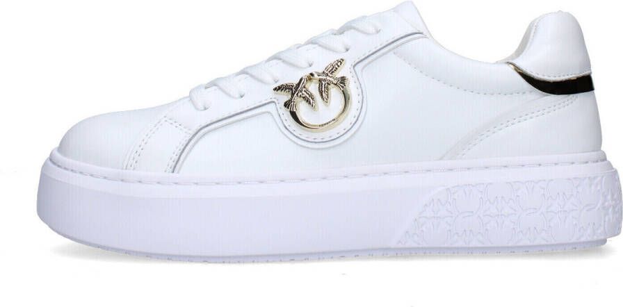 Pinko Low-Top Sneakers Panelled White Calf Leather Sneakers With Love Bir in wit - Foto 12