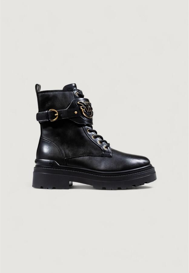 Pinko Leren combat boots met merkband aan de voorkant - Foto 5