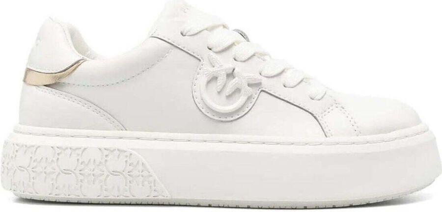Pinko Low-Top Sneakers Yoko Leather Sneakers With Logo in wit - Foto 5