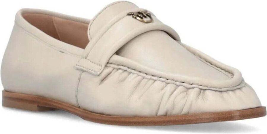 Pinko Beige Leather Loafers in beige