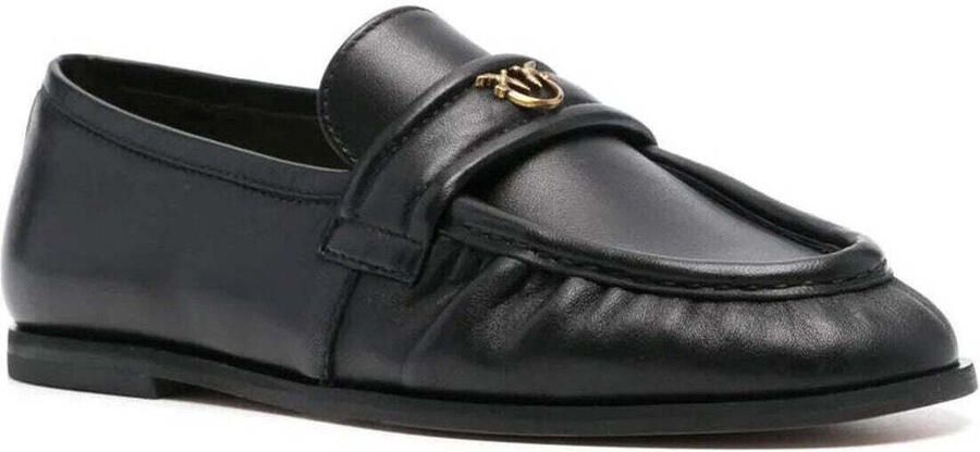 Pinko Zwarte leren loafers met metalen logo Black Dames - Foto 3