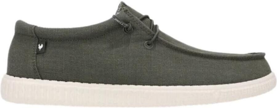 Walk in Pitas Linen Sneakers olijfgroen