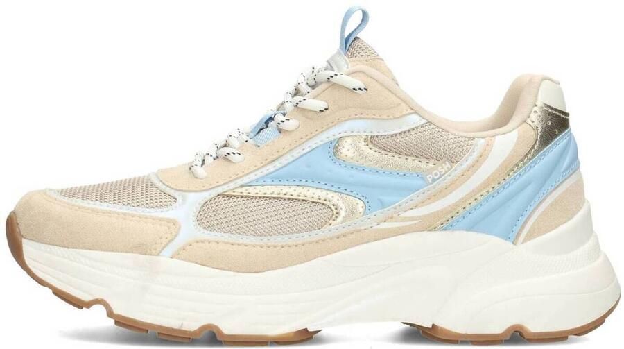 POSH by Poelman ABBY Dames Sneakers Wit met beige en blauw combi - Foto 2