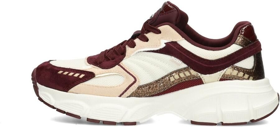 POSH by Poelman Lise chunky imitatieleren sneakers bordeaux wit - Foto 3