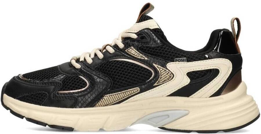 POSH by Poelman LOLA Dames Sneakers Zwart Met Goud Combinatie - Foto 6
