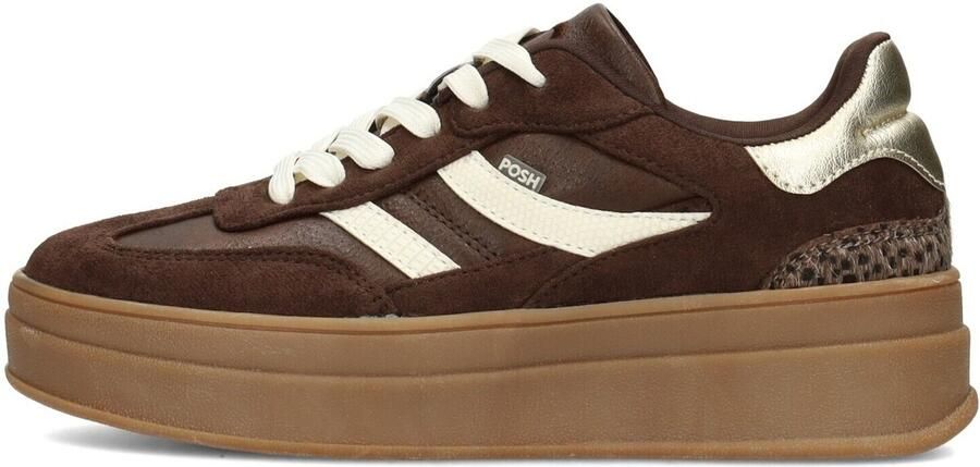 POSH by Poelman Millie leren sneakers bruin - Foto 4